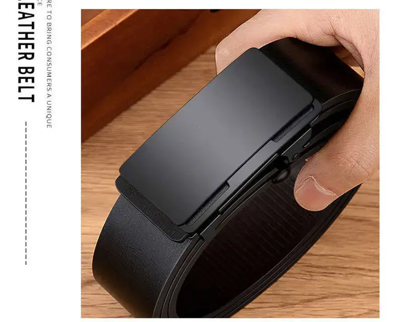 Men's Black Leather Belt with Automatic Buckle β feature 12