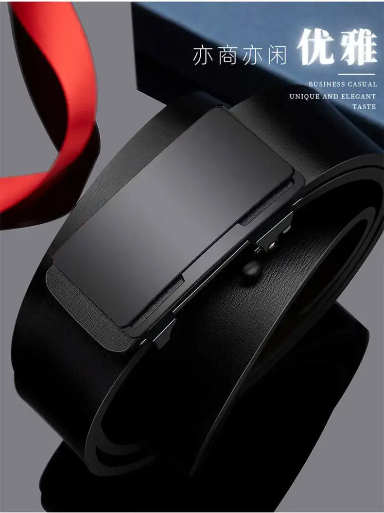 Men's Black Leather Belt with Automatic Buckle β feature 3
