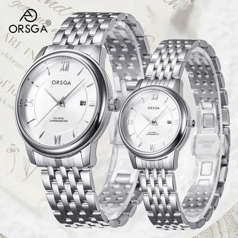 ORSGA Business Couple Watches Solid Steel Strip Calendar - Image 15