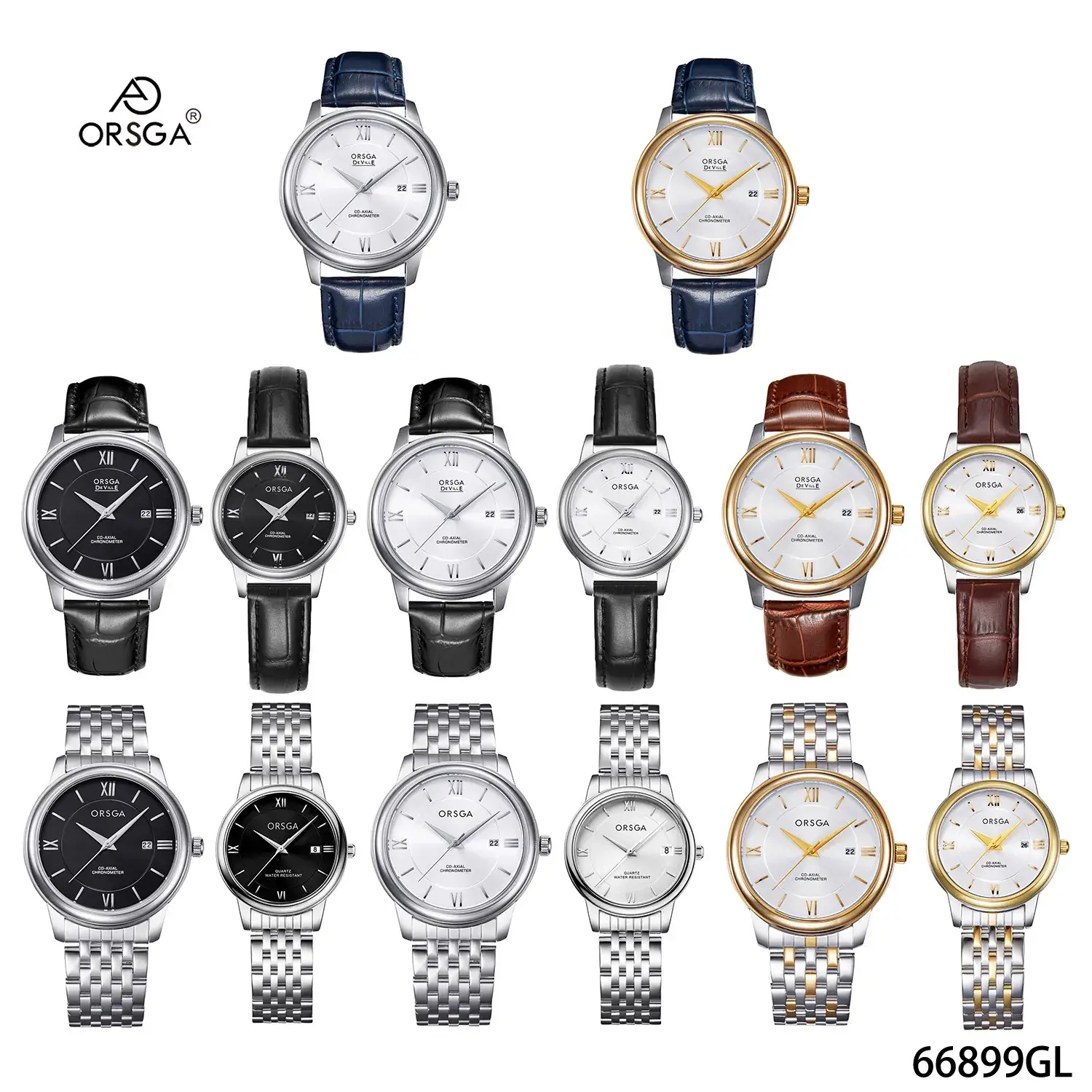 ORSGA Business Couple Watches Solid Steel Strip Calendar - Image 18