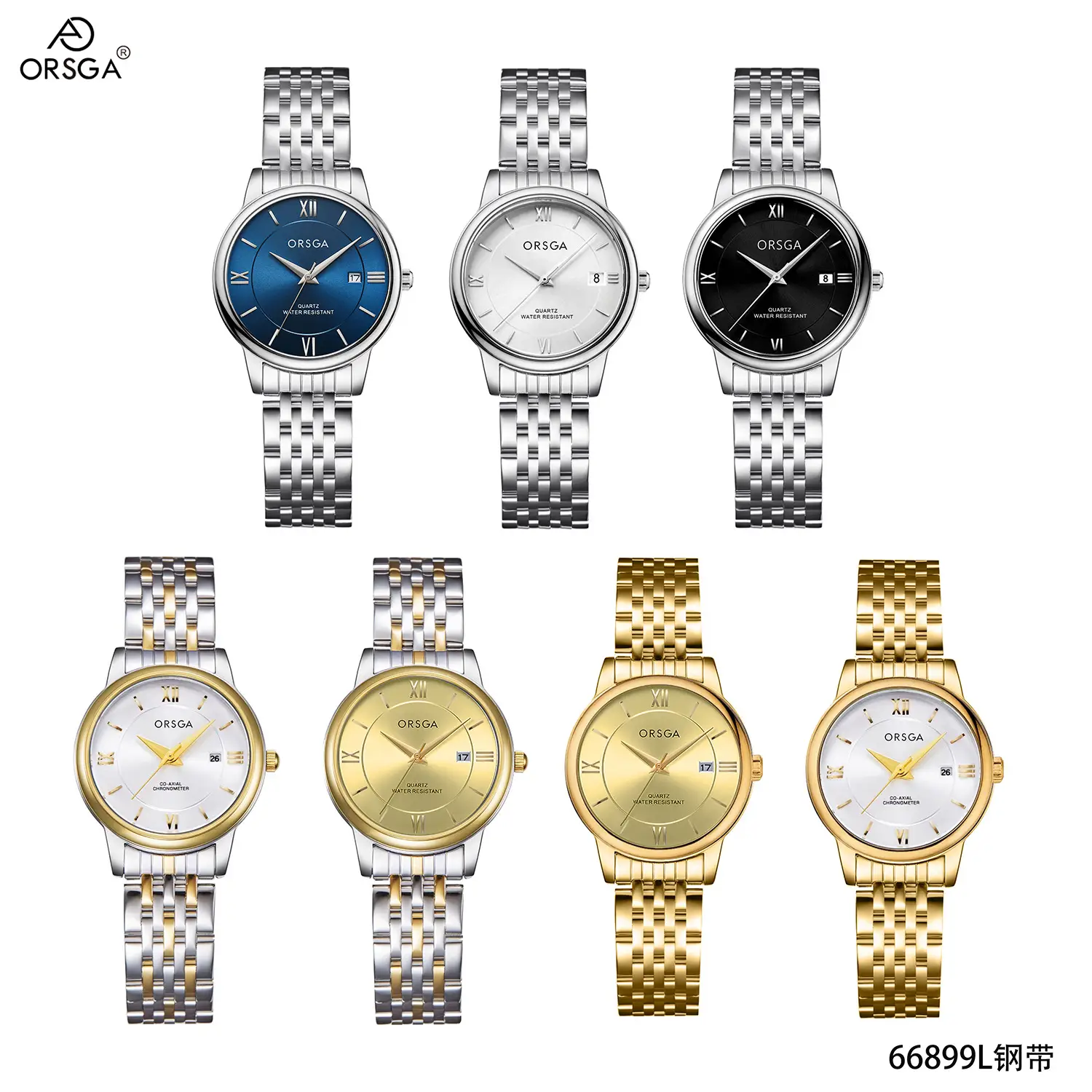 ORSGA Business Couple Watches Solid Steel Strip Calendar — feature 12