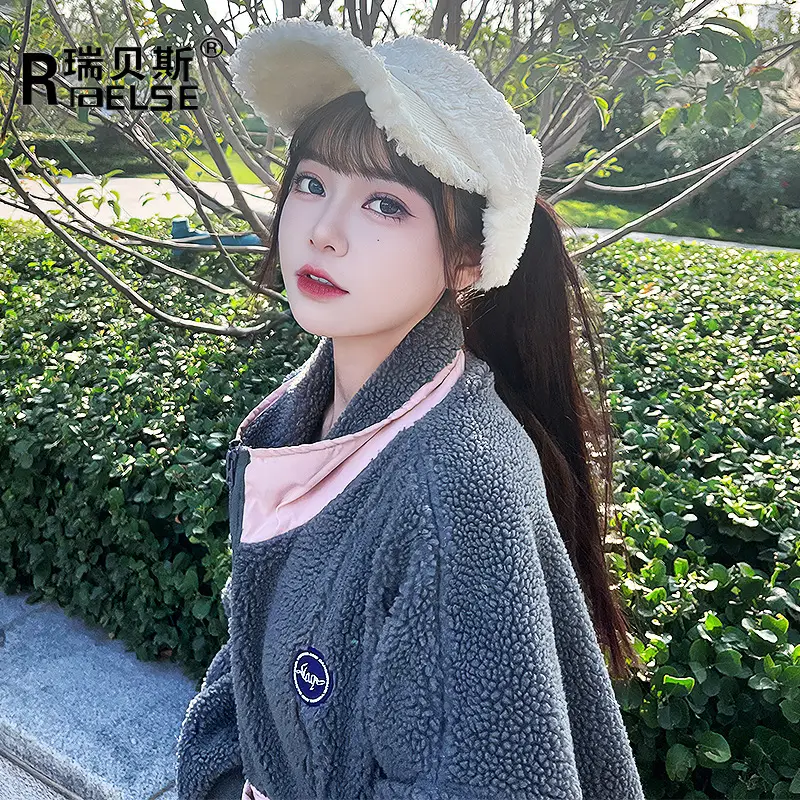 Women Plush Beanie Hat with Pink Scarf Winter Wear - Image 4