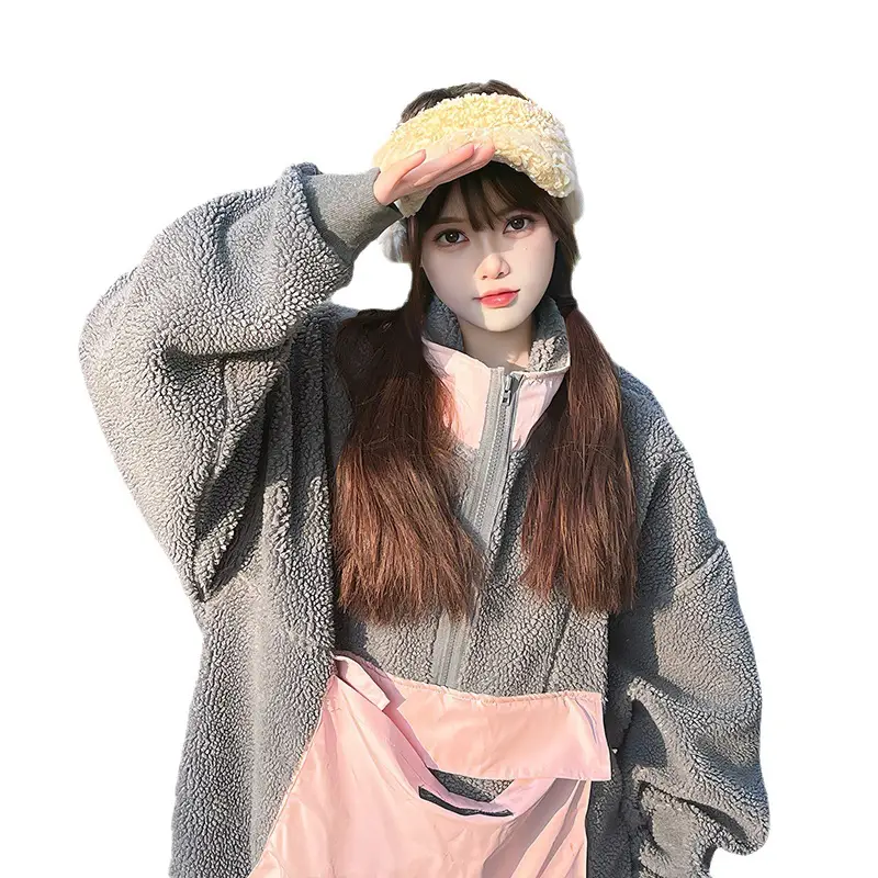 Women Plush Beanie Hat with Pink Scarf Winter Wear - Image 6