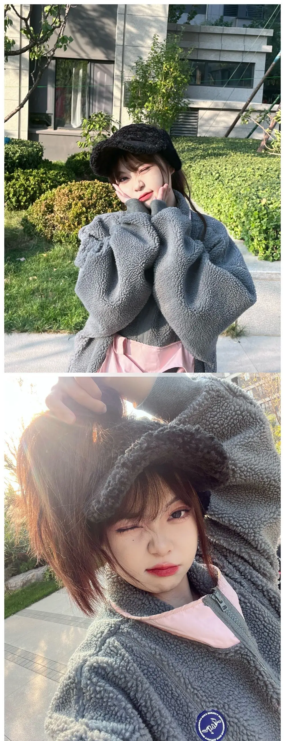 Women Plush Beanie Hat with Pink Scarf Winter Wear — feature 2