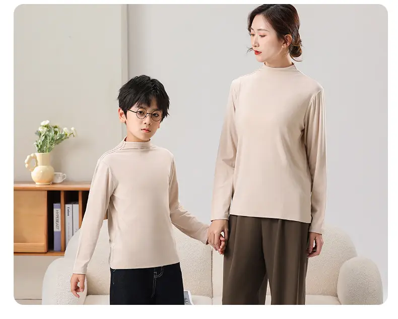 White Half-high Collar T-Shirt for Boys & Girls Autumn Winter — feature 11
