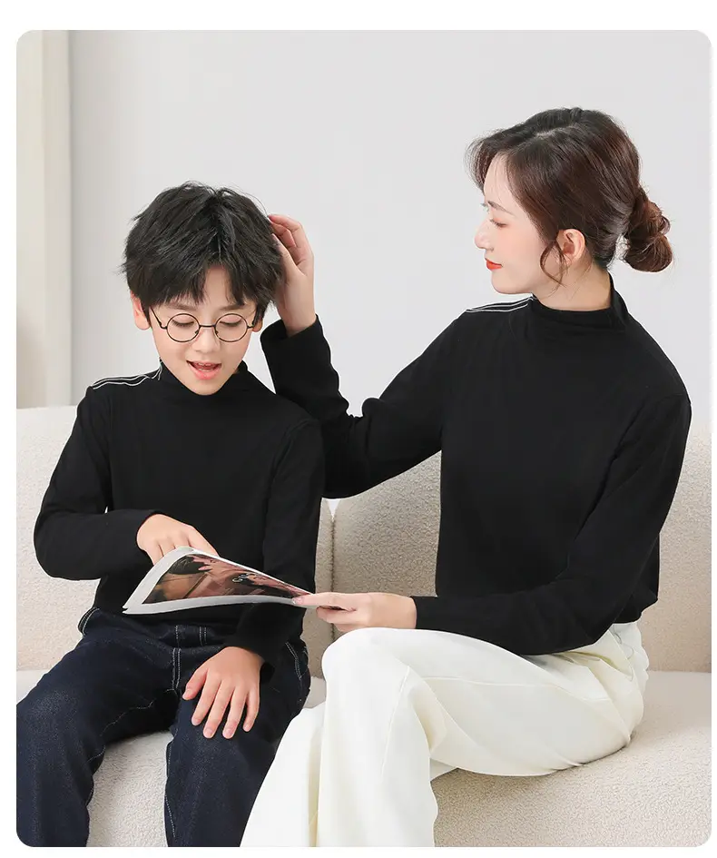 White Half-high Collar T-Shirt for Boys & Girls Autumn Winter — feature 17