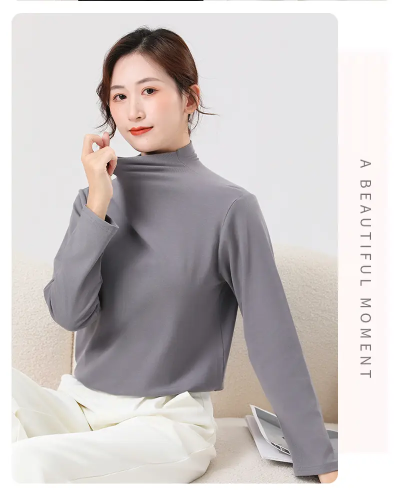 White Half-high Collar T-Shirt for Boys & Girls Autumn Winter — feature 20