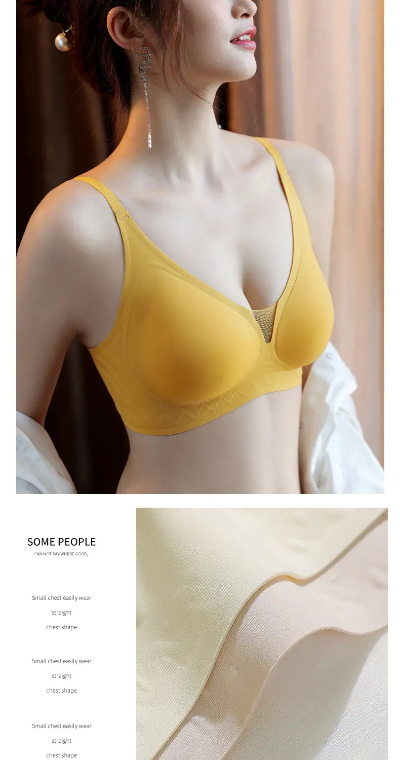 Yellow Strap Deep V Lace Seamless Jelly Underwear Women — feature 19
