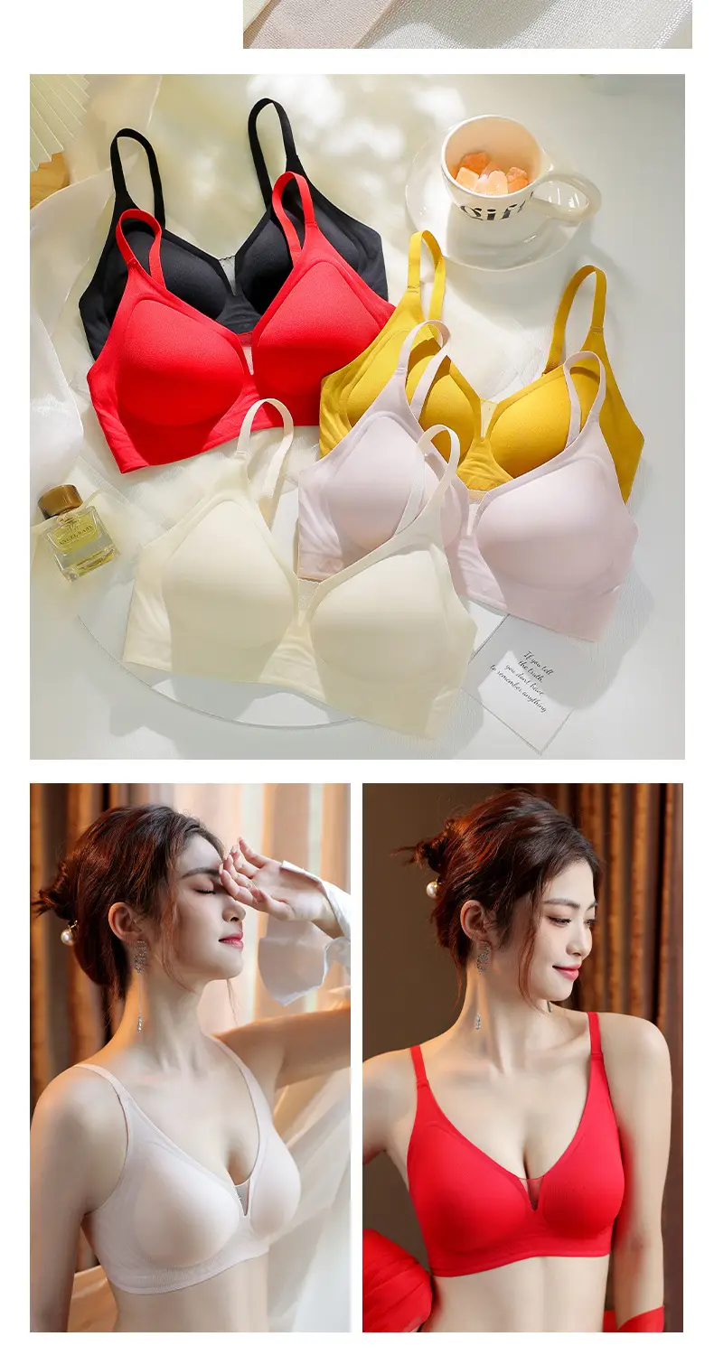 Yellow Strap Deep V Lace Seamless Jelly Underwear Women — feature 20
