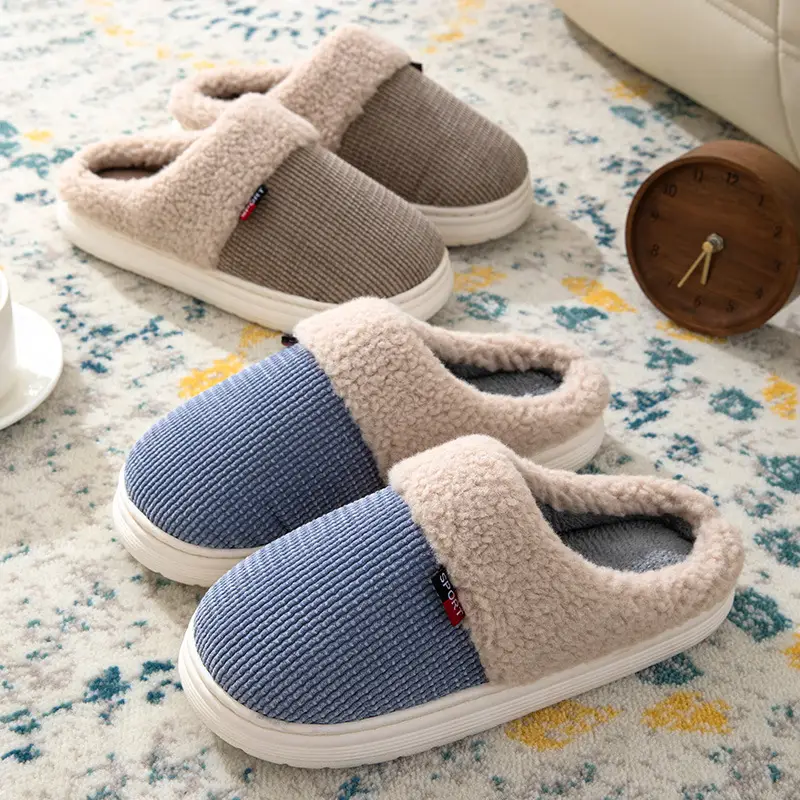 Men's Large Size Cotton Slippers for Autumn and Winter, Indoor Non-Slip Thickened Warm Fabric Slippers for Home Leisure and Warmth - Image 5