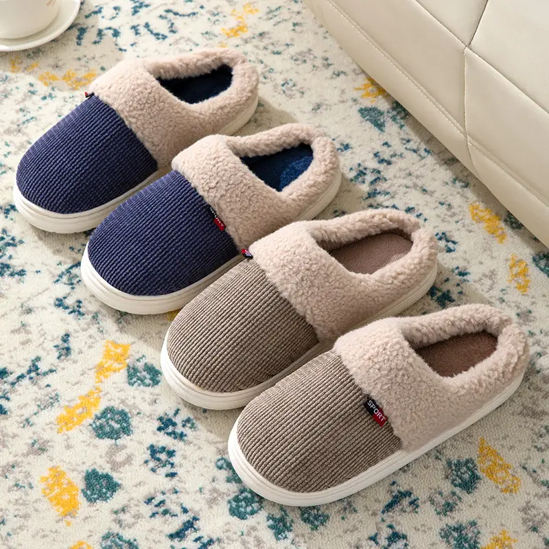 Men's Large Size Cotton Slippers for Autumn and Winter, Indoor Non-Slip Thickened Warm Fabric Slippers for Home Leisure and Warmth - Image 7