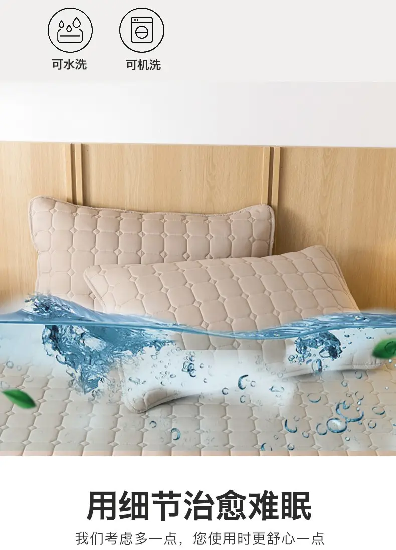 Solid color skin-friendly washed cotton quilted bedspread breathable non-slip thickened dustproof bedspread household Simmons protective cover — feature 12