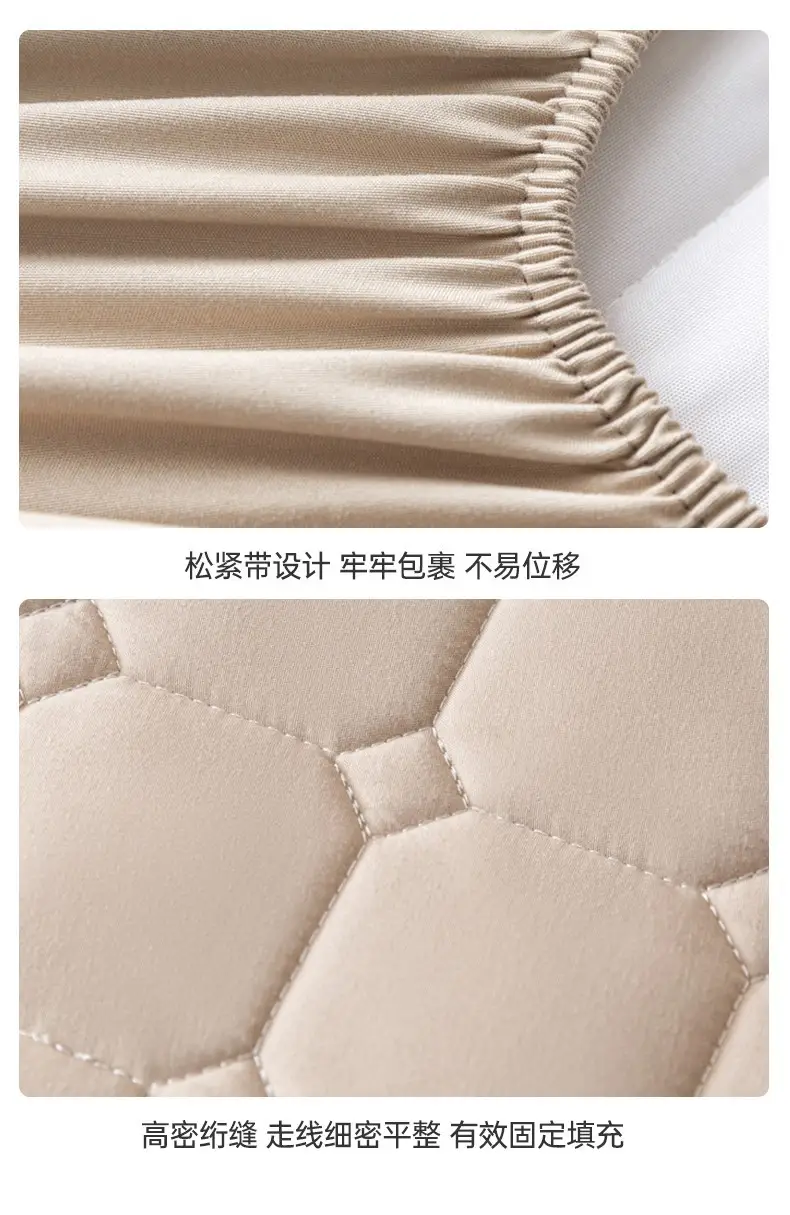Solid color skin-friendly washed cotton quilted bedspread breathable non-slip thickened dustproof bedspread household Simmons protective cover — feature 13