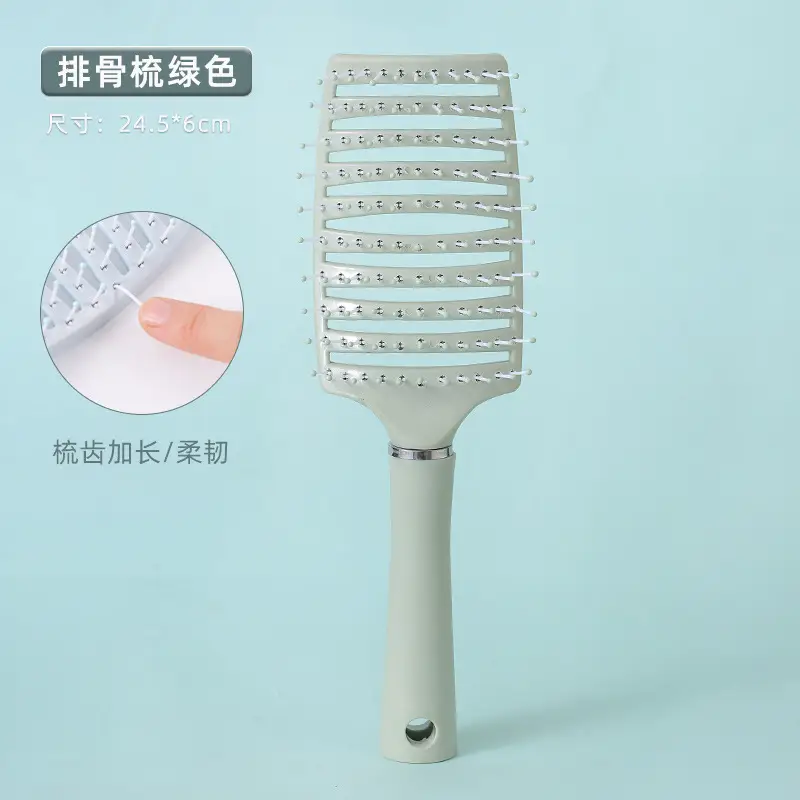 Anti-Static Hair Curling Comb with Bone Green Handle - Image 2