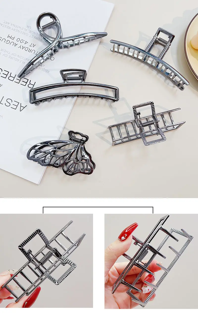 Full of Vitality Large Metal Hairpin Black Alloy — feature 2