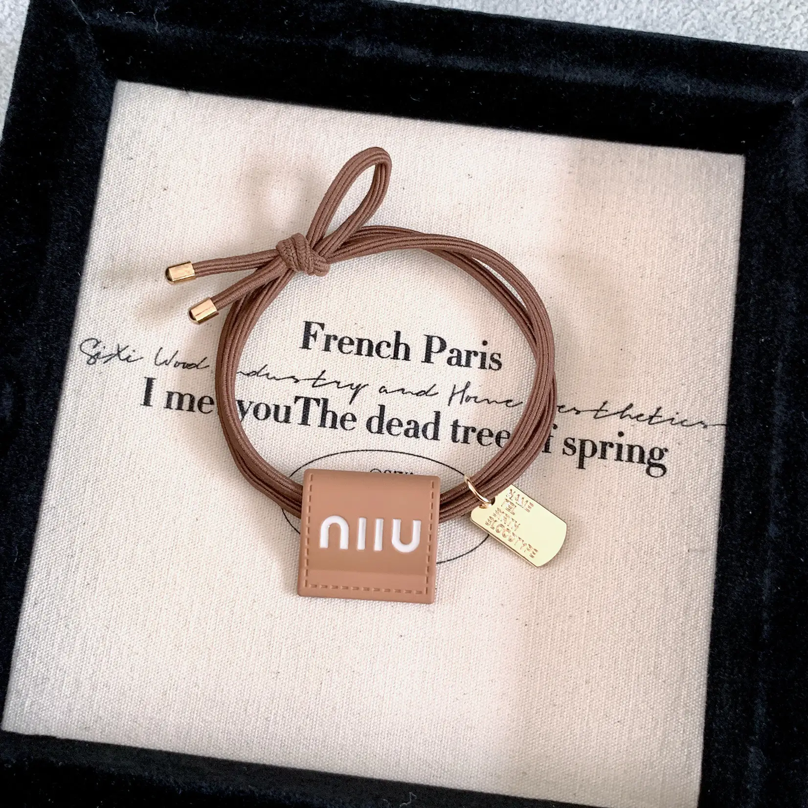 Chanel Style Metal Hair Rope with Square Charm - Image 2