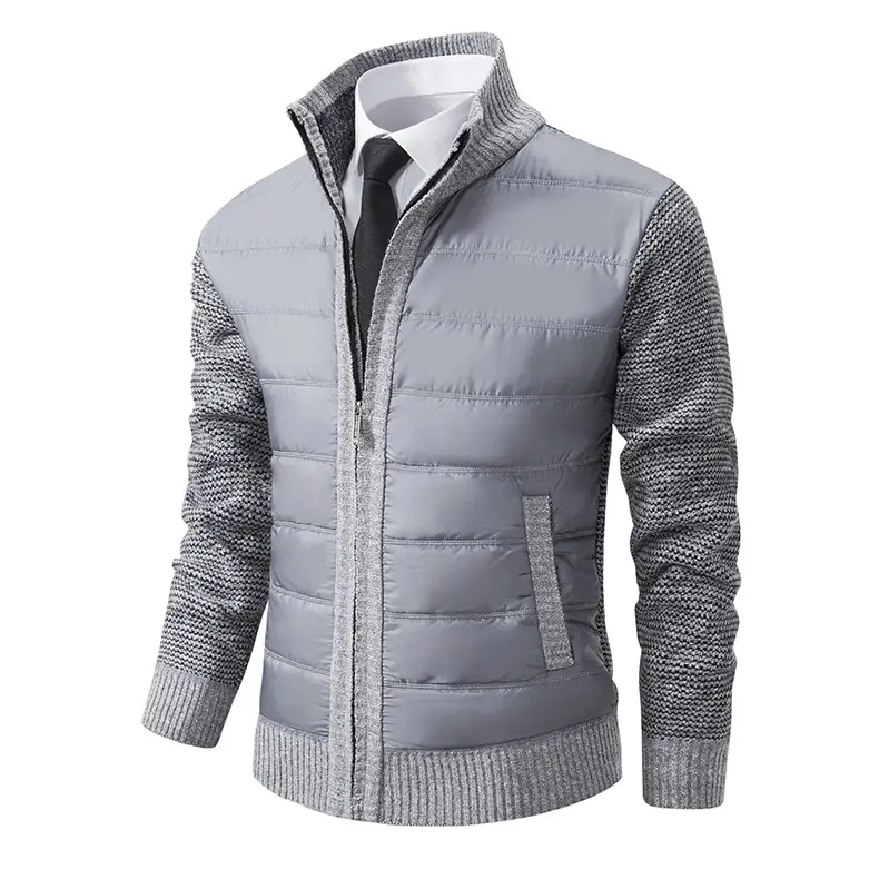 Men's Dark Gray Fleece Hooded Jacket with Zip Front — feature 12