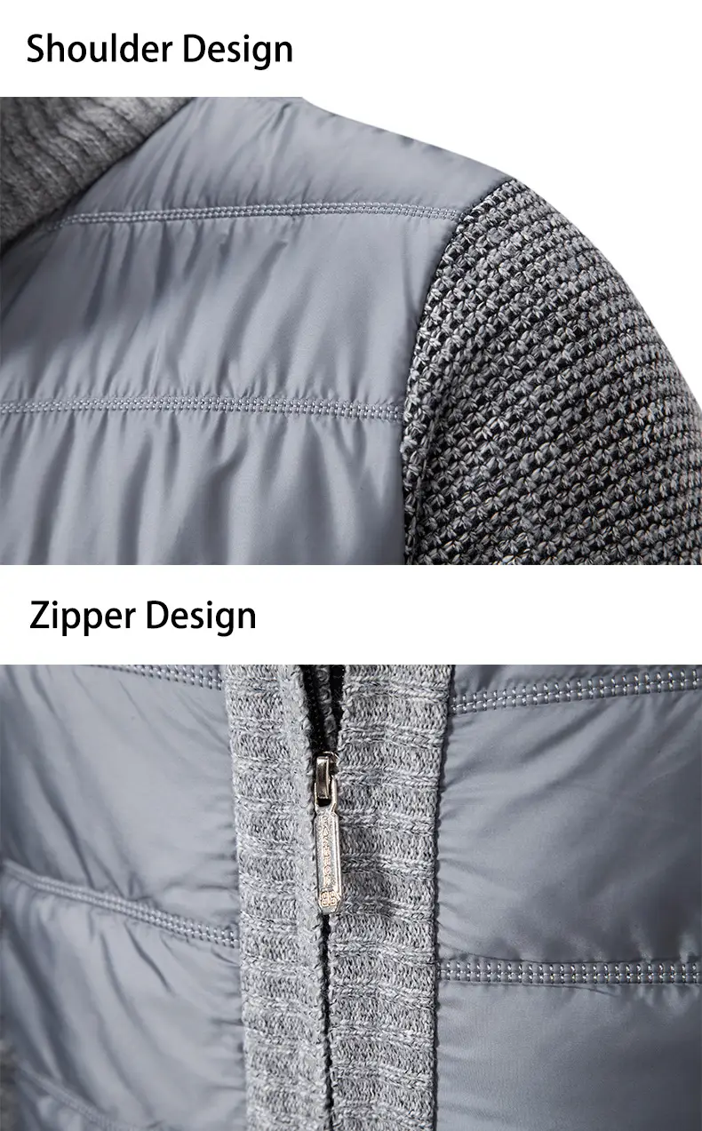 Men's Dark Gray Fleece Hooded Jacket with Zip Front — feature 17