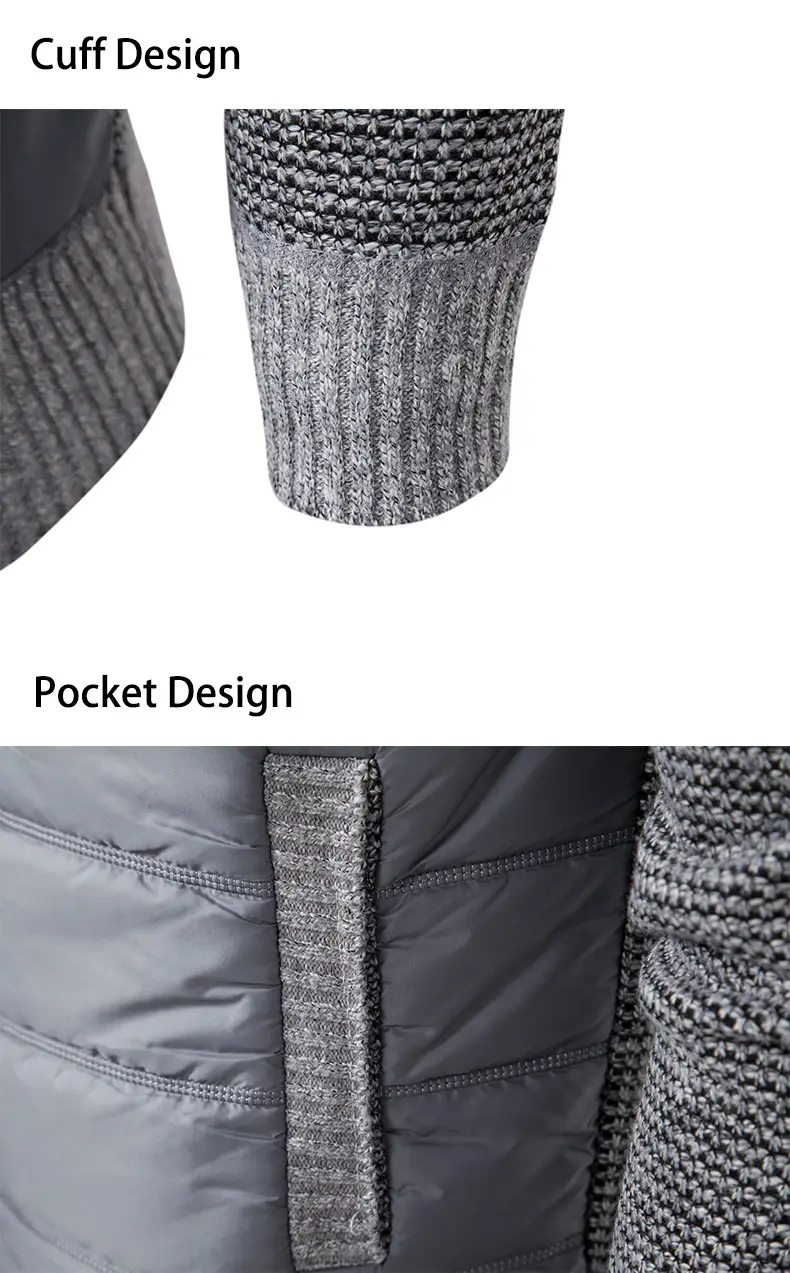 Men's Dark Gray Fleece Hooded Jacket with Zip Front — feature 18