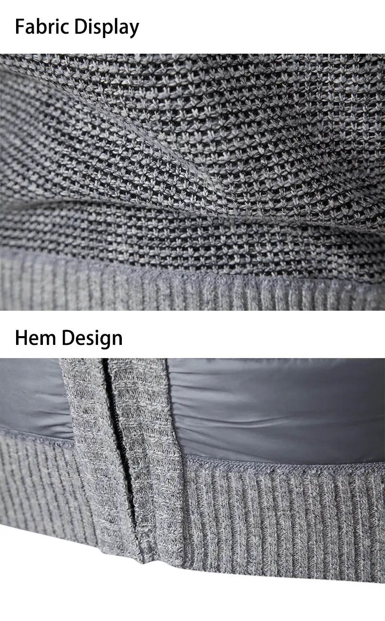 Men's Dark Gray Fleece Hooded Jacket with Zip Front — feature 19