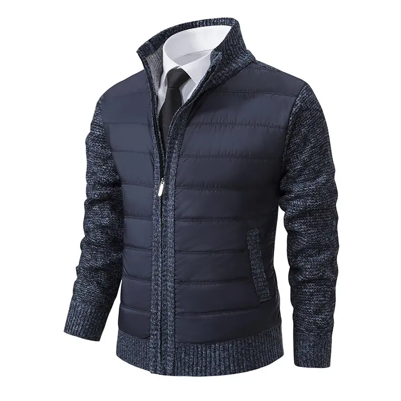 Men's Dark Gray Fleece Hooded Jacket with Zip Front — feature 3