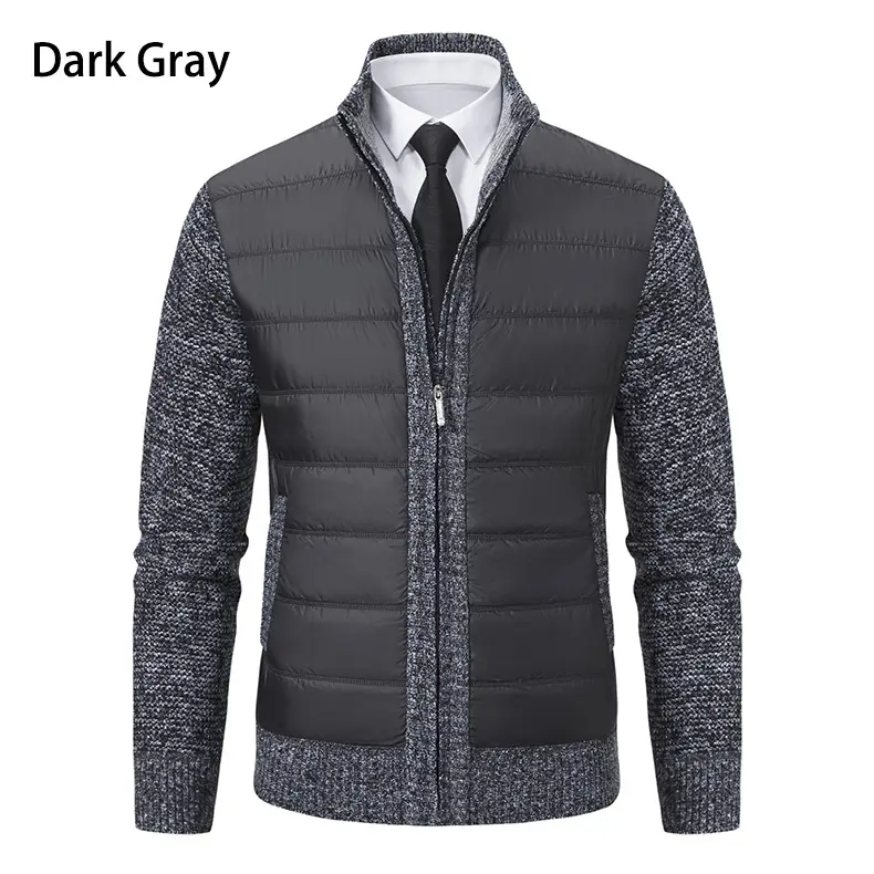 Men's Dark Gray Fleece Hooded Jacket with Zip Front — feature 8