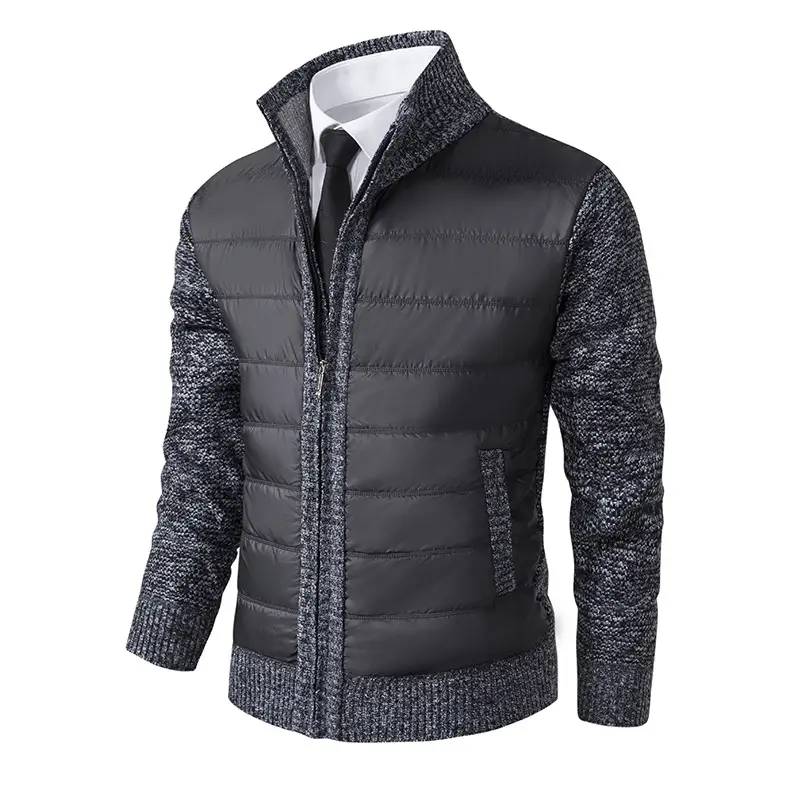 Men's Dark Gray Fleece Hooded Jacket with Zip Front — feature 9