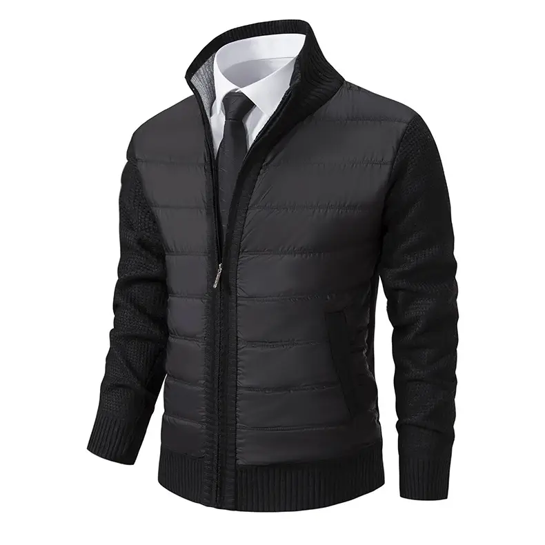 Men's Dark Gray Fleece Hooded Jacket with Zip Front - Image 3