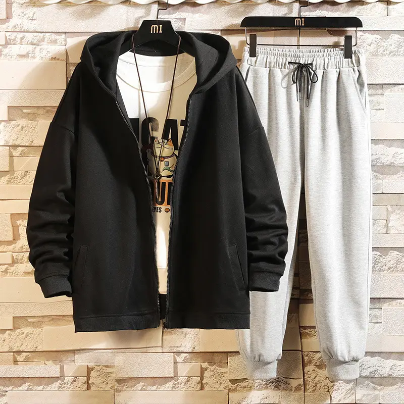 Black Hoodie Track Suit for Boys Plus Size Spring Autumn - Image 9