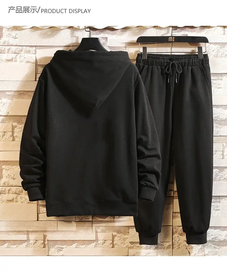 Black Hoodie Track Suit for Boys Plus Size Spring Autumn — feature 10