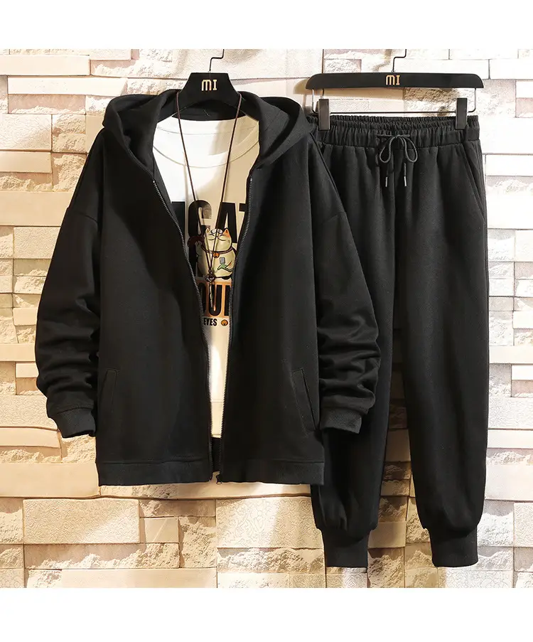 Black Hoodie Track Suit for Boys Plus Size Spring Autumn — feature 11
