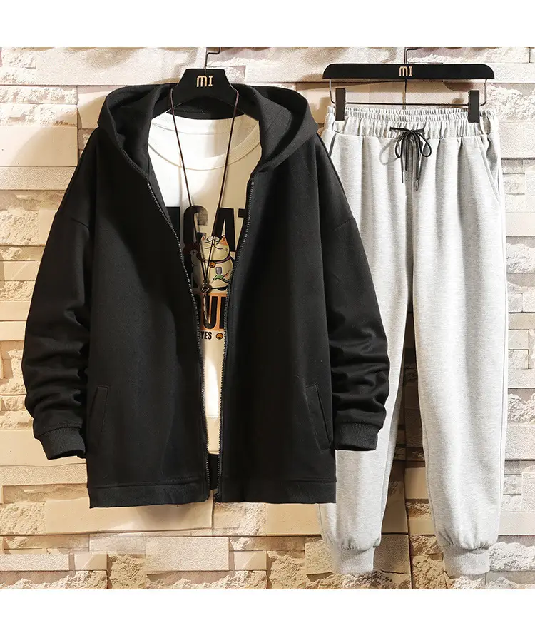 Black Hoodie Track Suit for Boys Plus Size Spring Autumn — feature 13