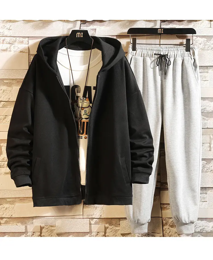 Black Hoodie Track Suit for Boys Plus Size Spring Autumn — feature 15