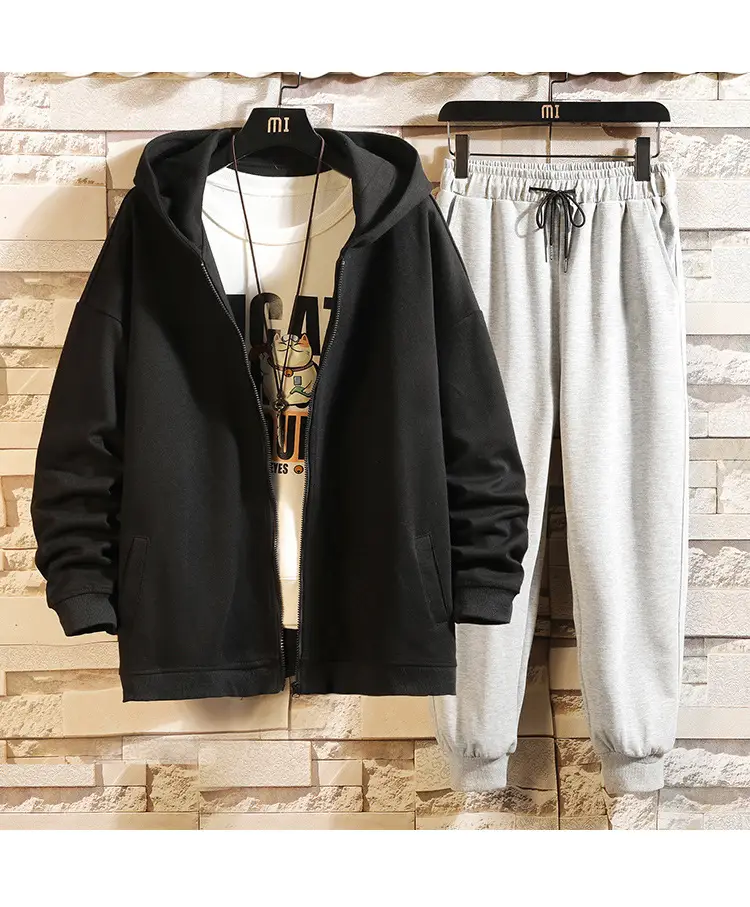 Black Hoodie Track Suit for Boys Plus Size Spring Autumn — feature 17