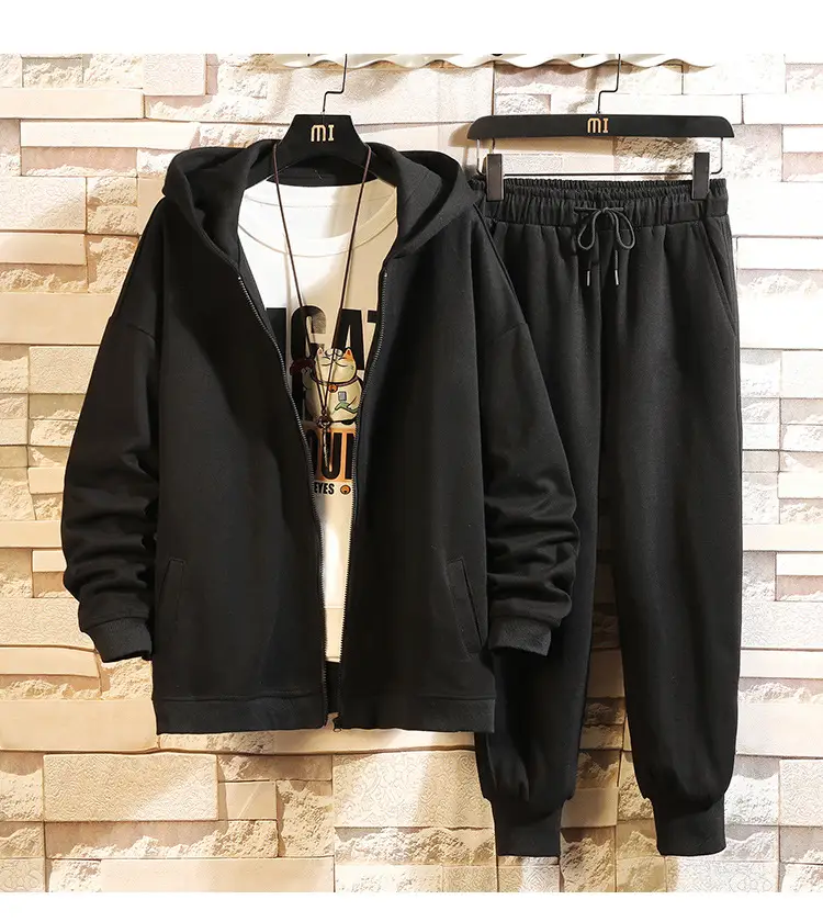 Black Hoodie Track Suit for Boys Plus Size Spring Autumn — feature 3