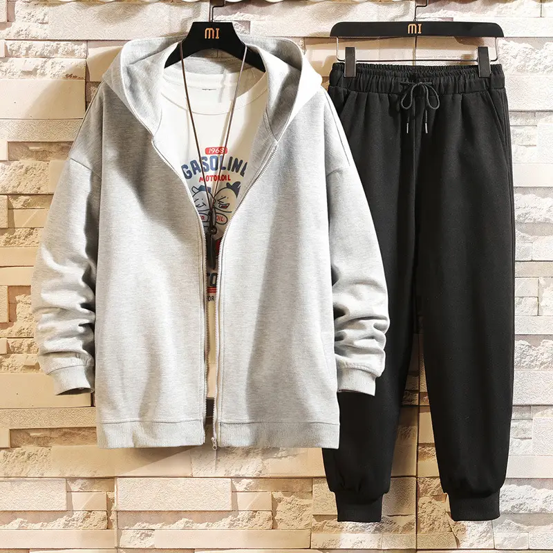 Black Hoodie Track Suit for Boys Plus Size Spring Autumn - Image 3