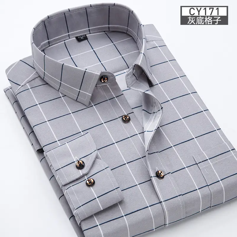 New Men Printed Long Sleeve Shirt Blue Slim Fit Casual All Match - Image 8