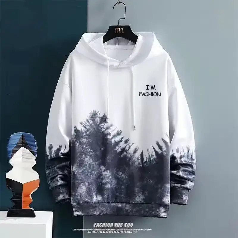 Men's Black Hooded Sweatshirt Set with Drawstring Waist - Image 6