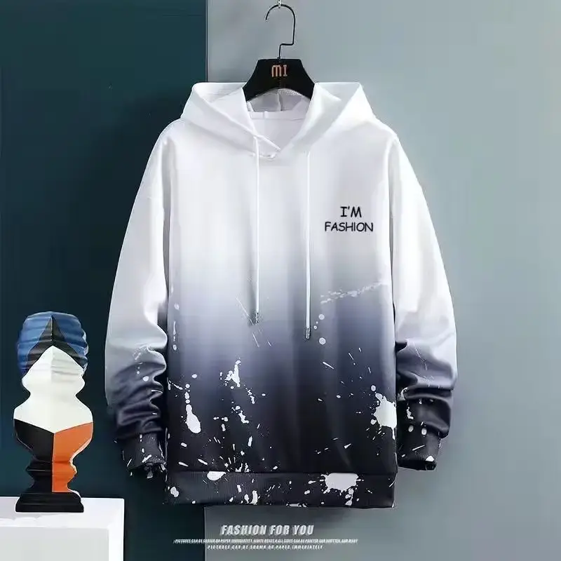 Men's Black Hooded Sweatshirt Set with Drawstring Waist - Image 7