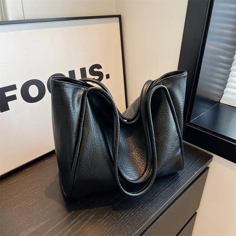 Women's 2-Piece Leather Shoulder Bag Black - Image 5