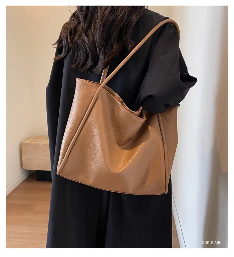 Women's 2-Piece Leather Shoulder Bag Black — feature 2