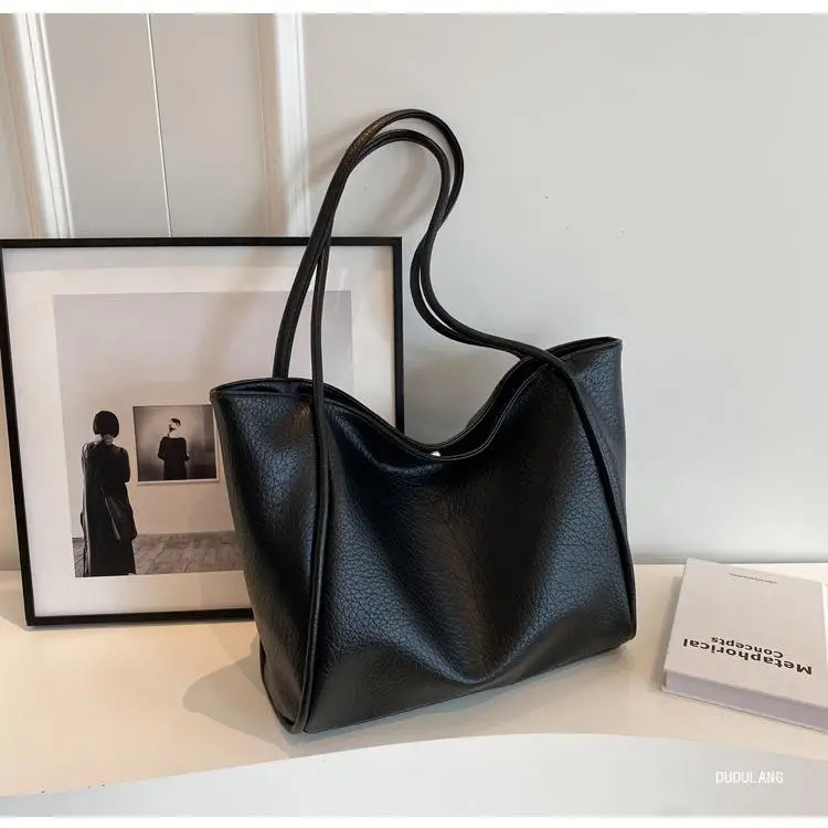 Women's 2-Piece Leather Shoulder Bag Black — feature 24