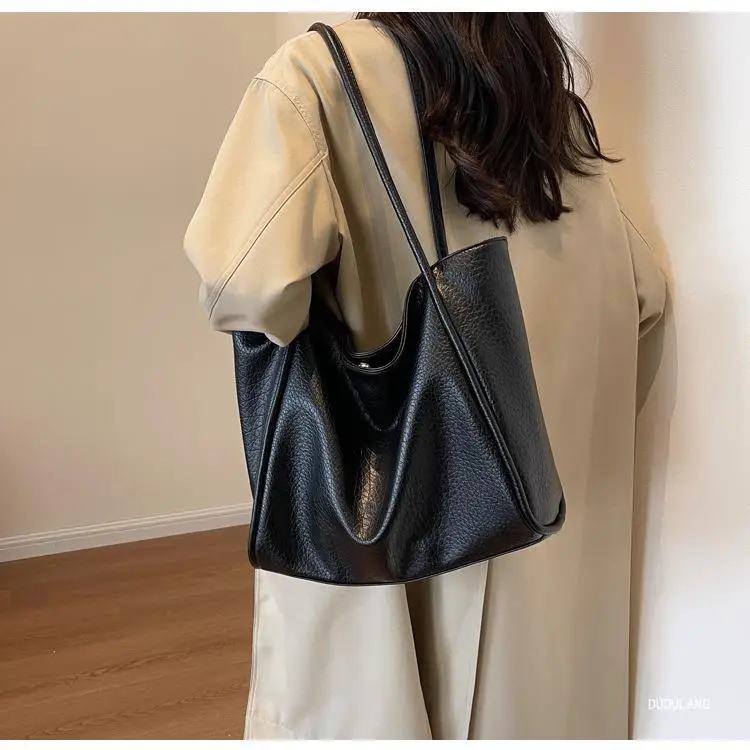 Women's 2-Piece Leather Shoulder Bag Black — feature 33
