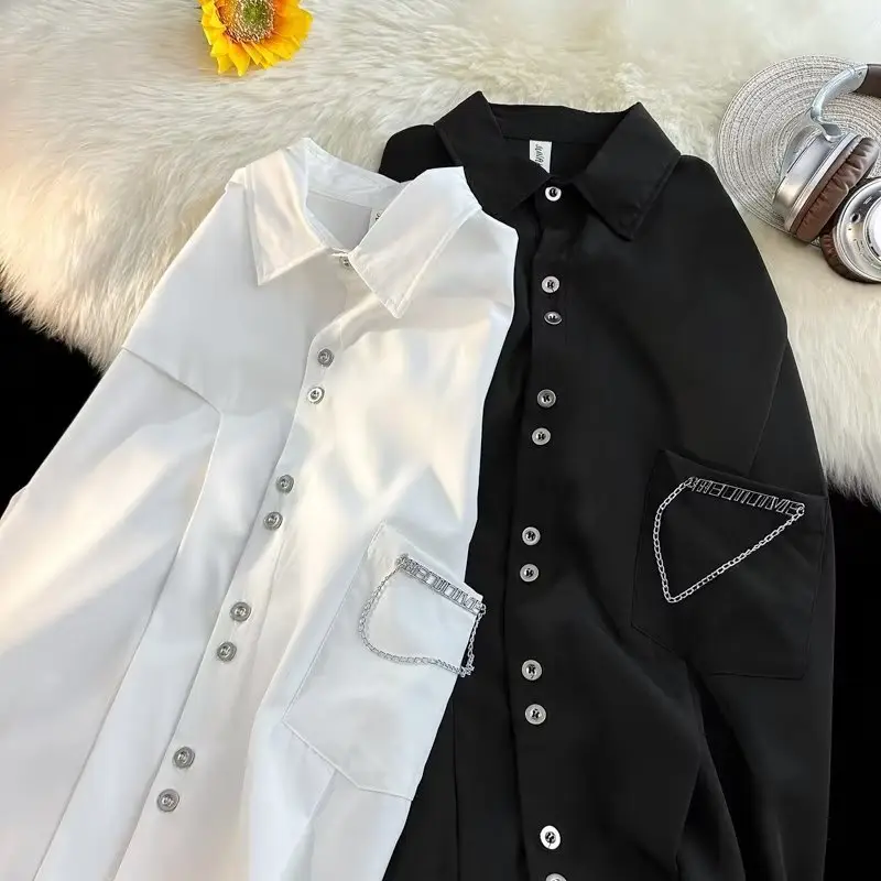Men's White & Black Long Sleeve Button Down Shirt Set - Image 3