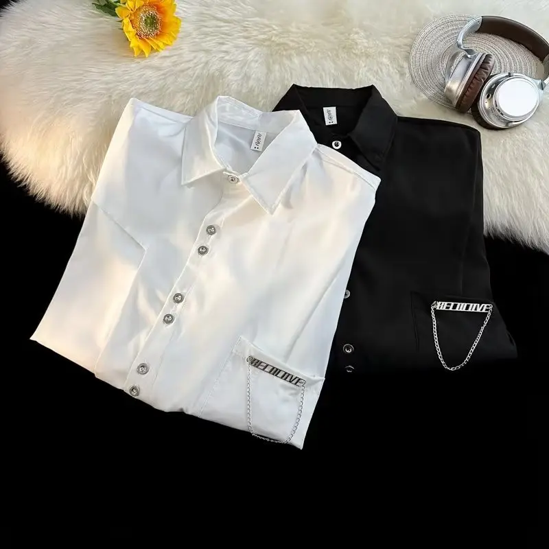 Men's White & Black Long Sleeve Button Down Shirt Set - Image 4