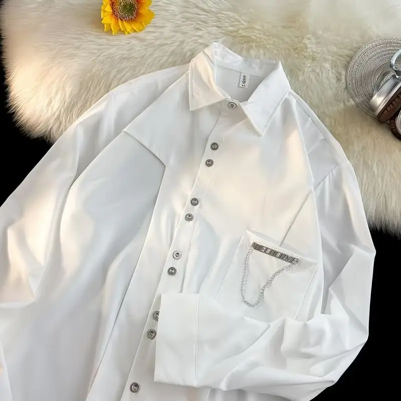 Men's White & Black Long Sleeve Button Down Shirt Set — feature 1