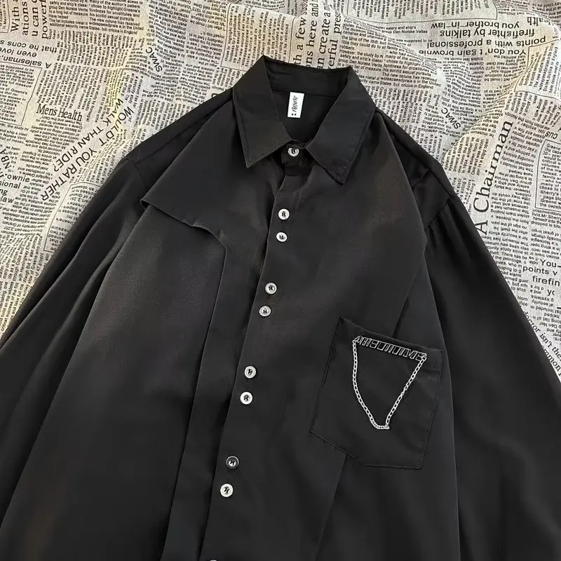 Men's White & Black Long Sleeve Button Down Shirt Set — feature 2