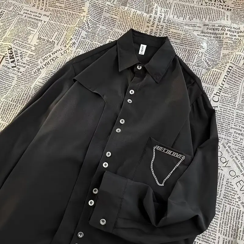 Men's White & Black Long Sleeve Button Down Shirt Set — feature 3