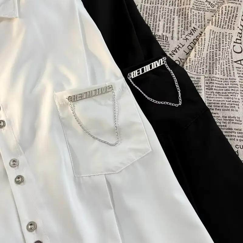Men's White & Black Long Sleeve Button Down Shirt Set — feature 5
