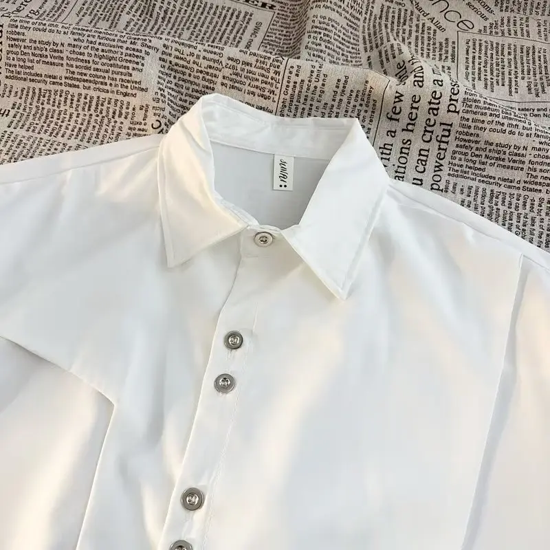 Men's White & Black Long Sleeve Button Down Shirt Set — feature 6